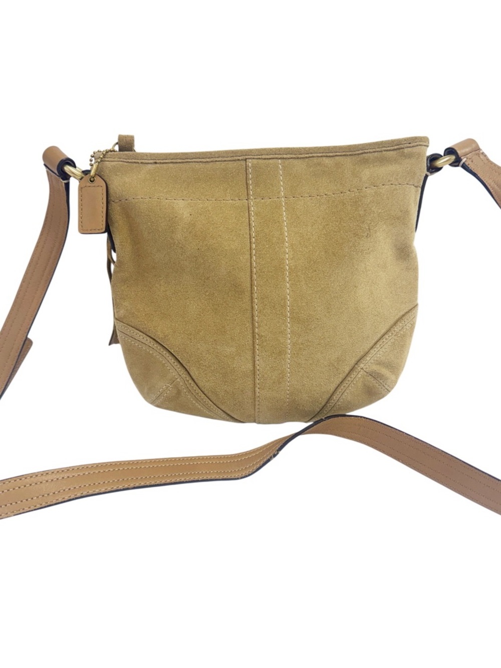 Coach Tan Suede Soho/hobo Crossbody Bag, Leather Straps, Gold Hardware